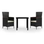 Juego de comedor de jardín 3 piezas con cojines negro by , Garden sets - Ref: Foro24-3099425, Price: 346,37 €, Discount: -5%%
