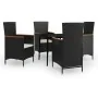 Juego de comedor de jardín 5 piezas con cojines negro von , Gartensets - Ref: Foro24-3099444, Preis: 619,74 €, Rabatt: -5%%