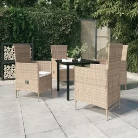 Juego de comedor de jardín 5 piezas con cojines beige by , Garden sets - Ref: Foro24-3099438, Price: 524,05 €, Discount: -5%%