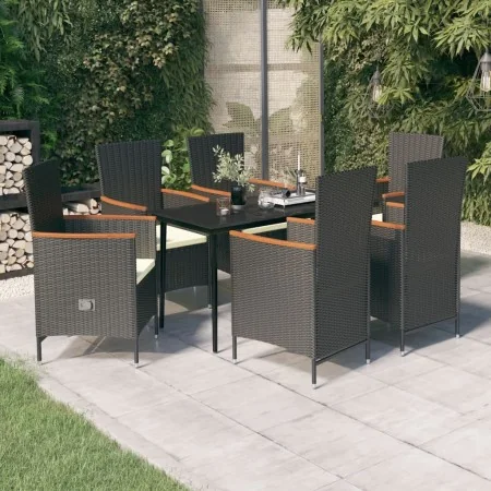 Juego de comedor de jardín 7 piezas con cojines negro von , Gartensets - Ref: Foro24-3099446, Preis: 878,90 €, Rabatt: -5%%