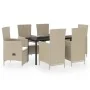 Juego de comedor de jardín 7 piezas con cojines beige by , Garden sets - Ref: Foro24-3099465, Price: 818,27 €, Discount: -5%%