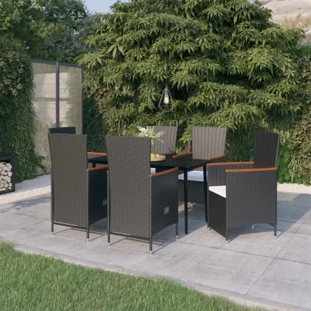 Juego de comedor de jardín 7 piezas con cojines negro von , Gartensets - Ref: Foro24-3099467, Preis: 872,97 €, Rabatt: -5%%