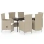 Juego de comedor de jardín 7 piezas con cojines beige by , Garden sets - Ref: Foro24-3099471, Price: 858,10 €, Discount: -5%%