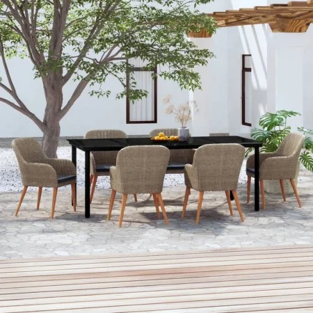 Juego de comedor para jardín 7 piezas con cojines marrón von , Gartensets - Ref: Foro24-3099515, Preis: 918,18 €, Rabatt: -5%%