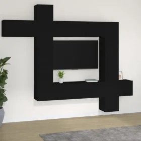 Set de muebles de TV 9 piezas madera contrachapada negro by , TV Furniture - Ref: Foro24-3114655, Price: 383,12 €, Discount: ...