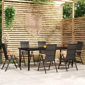 Juego de comedor para jardín 7 piezas negro de , Conjuntos de jardín - Ref: Foro24-3099117, Precio: 591,58 €, Descuento: -5%%