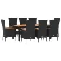 Set de comedor de jardín 9 pzas y cojines ratán sintético negro | Foro24.es | Tu tienda online para hogar, jardín y más Foro24.es