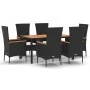 Set de comedor de jardín 7 pzas y cojines ratán sintético negro | Foro24.es | Tu tienda online para hogar, jardín y más Foro24.es