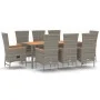 Set comedor jardín 9 pzas y cojines ratán sintético gris de , Conjuntos de jardín - Ref: Foro24-3157544, Precio: 901,75 €, De...