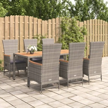 Set comedor jardín 7 pzas y cojines ratán sintético gris von , Gartensets - Ref: Foro24-3157552, Preis: 941,69 €, Rabatt: -5%%
