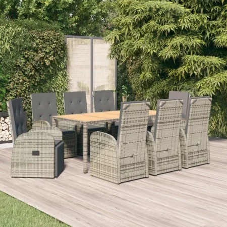 Set comedor jardín 9 pzas y cojines ratán sintético gris de , Conjuntos de jardín - Ref: Foro24-3157590, Precio: 1,00 €, Desc...