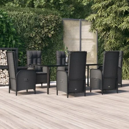 Set de comedor de jardín 7 pzas y cojines ratán sintético negro de , Conjuntos de jardín - Ref: Foro24-3185193, Precio: 1,00 ...