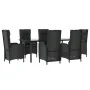 Set de comedor de jardín 7 pzas y cojines ratán sintético negro de , Conjuntos de jardín - Ref: Foro24-3185193, Precio: 1,00 ...