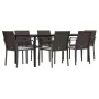 Juego comedor jardín 7 piezas y cojines ratán sintético y acero von , Gartensets - Ref: Foro24-3186965, Preis: 471,89 €, Raba...