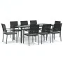 Juego comedor jardín 9 piezas y cojines ratán sintético y acero | Foro24.es | Tu tienda online para hogar, jardín y más Foro24.es