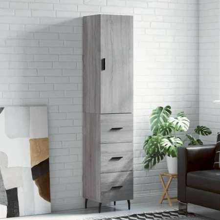 Aparador alto madera contrachapada gris Sonoma 34,5x34x180 cm | Foro24.es | Tu tienda online para hogar, jardín y más Foro24.es