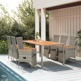 Set comedor jardín 7 pzas y cojines ratán sintético gris by , Garden sets - Ref: Foro24-3157559, Price: 806,05 €, Discount: -5%%