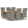 Set comedor jardín 7 pzas y cojines ratán sintético gris by , Garden sets - Ref: Foro24-3157559, Price: 806,05 €, Discount: -5%%