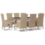 Set comedor de jardín 9 pzas con cojines ratán sintético beige by , Garden sets - Ref: Foro24-3157571, Price: 1,00 €, Discoun...