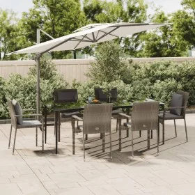 Set comedor jardín 7 pzas y cojines ratán sintético negro gris de , Conjuntos de jardín - Ref: Foro24-3185105, Precio: 515,28...