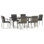 Set comedor jardín 7 pzas y cojines ratán sintético negro gris by , Garden sets - Ref: Foro24-3185105, Price: 515,28 €, Disco...