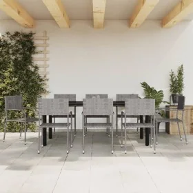 Juego de comedor jardín 9 pzas ratán sintético acero gris negro by , Garden sets - Ref: Foro24-3203303, Price: 373,83 €, Disc...