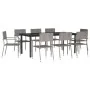 Juego de comedor jardín 9 pzas ratán sintético acero gris negro von , Gartensets - Ref: Foro24-3203303, Preis: 373,83 €, Raba...
