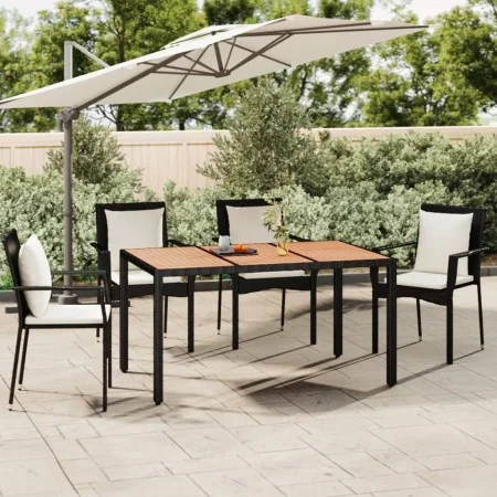Mesa de jardín ratán PE negro y superficie madera maciza acacia von , Gartentische - Ref: Foro24-319551, Preis: 170,62 €, Rab...