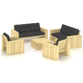 Set muebles de jardín y cojines 5 pzas madera pino impregnada by , Garden sets - Ref: Foro24-3065786, Price: 1,00 €, Discount...