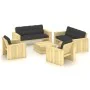 Set muebles de jardín y cojines 5 pzas madera pino impregnada von , Gartensets - Ref: Foro24-3065786, Preis: 1,00 €, Rabatt: ...