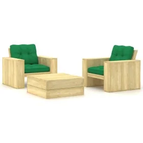 Set muebles de jardín y cojines 3 pzas madera pino impregnada by , Garden sets - Ref: Foro24-3065809, Price: 441,87 €, Discou...