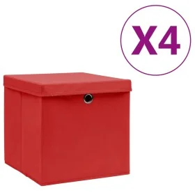Cajas de almacenaje con tapas 4 uds rojo 28x28x28 cm by , Storage baskets - Ref: Foro24-325220, Price: 30,93 €, Discount: -5%%