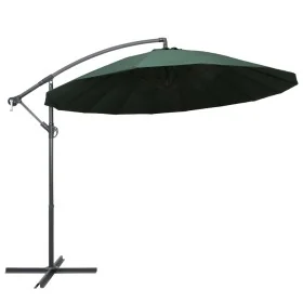 Sombrilla colgante con palo de aluminio verde 3 m