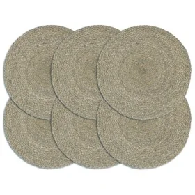 Manteles individuales redondos 6 uds yute gris