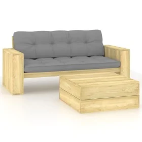 Set de muebles de jardín y cojines 2 pzas madera pino impregnada by , Garden sets - Ref: Foro24-3065778, Price: 476,35 €, Dis...