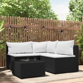 Juego de jardín con cojines 4 piezas ratán sintético negro by , Outdoor sofas - Ref: Foro24-319733, Price: 306,58 €, Discount...