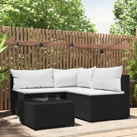 Juego de jardín con cojines 4 piezas ratán sintético negro von , Outdoor-Sofas - Ref: Foro24-319733, Preis: 306,58 €, Rabatt:...
