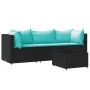 Juego de jardín con cojines 4 piezas ratán sintético negro von , Outdoor-Sofas - Ref: Foro24-319799, Preis: 235,55 €, Rabatt:...