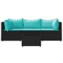 Juego de jardín con cojines 4 piezas ratán sintético negro von , Outdoor-Sofas - Ref: Foro24-319799, Preis: 235,55 €, Rabatt:...