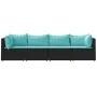 Juego de jardín con cojines 4 piezas ratán sintético negro by , Outdoor sofas - Ref: Foro24-319800, Price: 283,75 €, Discount...