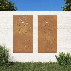 Comprar Adorno pared jardín 2 uds acero corten