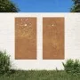 Adorno pared jardín 2 uds acero corten diseño flores 105x55 cm de , Carteles, copias y arte visual - Ref: Foro24-824495, Prec...