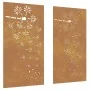 Adorno pared jardín 2 uds acero corten diseño flores 105x55 cm de , Carteles, copias y arte visual - Ref: Foro24-824495, Prec...