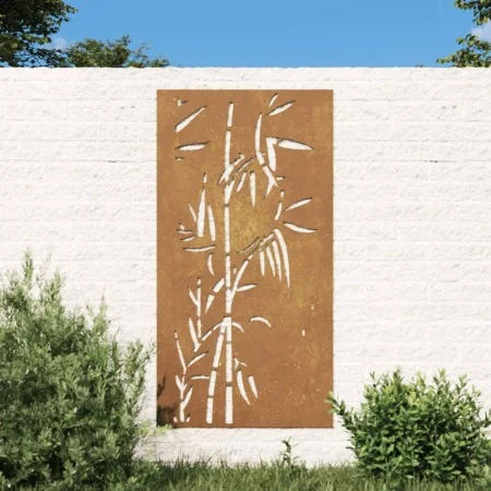 Adorno de pared de jardín acero corten diseño bambú 105x55 cm de , Carteles, copias y arte visual - Ref: Foro24-824506, Preci...