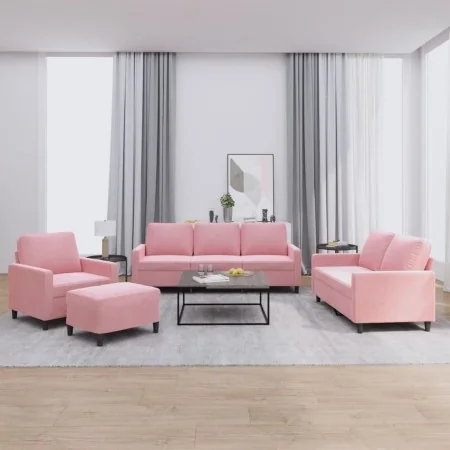 Juego de sofás con cojines 4 piezas terciopelo rosa | Foro24.es | Tu tienda online para hogar, jardín y más Foro24.es