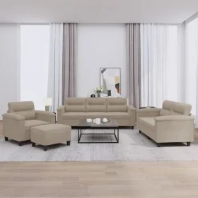 Juego de sofás con cojines 3 piezas tela microfibra taupe by , Sofas - Ref: Foro24-3202296, Price: 874,95 €, Discount: -5%%