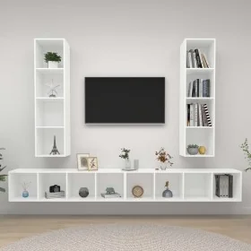 Muebles de salón de pared 4 piezas madera de ingeniería blanco by , TV Furniture - Ref: Foro24-3079889, Price: 225,74 €, Disc...
