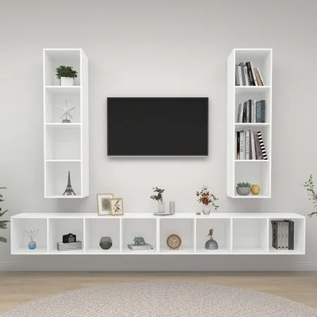 Muebles de salón de pared 4 piezas madera de ingeniería blanco by , TV Furniture - Ref: Foro24-3079889, Price: 225,74 €, Disc...
