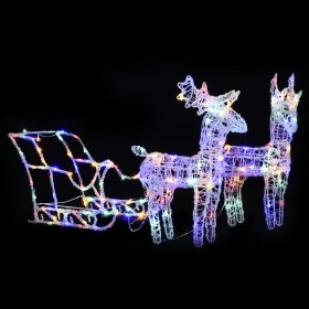 Reno y trineo adorno navideño 160 LEDs acrílico