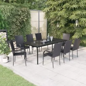 Juego de comedor para jardín 9 piezas negro by , Garden sets - Ref: Foro24-3099382, Price: 643,39 €, Discount: -5%%